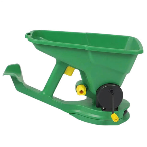 Effortless Hand Crank Seed Spreader 1.5L For Garden And Lawn, Portable Manual Seeder With Gear Adjustment shown in green