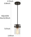 Farmhouse Vibe 5 Light Pendant Light For Kitchen Island Black Finish With Clear Glass Shades Long Hanging Fixture About 68 Inches