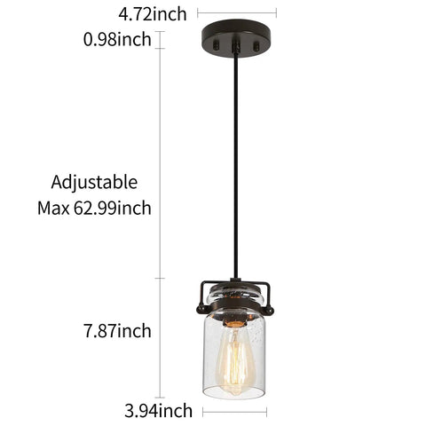 Farmhouse Vibe 5 Light Pendant Light For Kitchen Island Black Finish With Clear Glass Shades Long Hanging Fixture About 68 Inches
