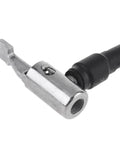 Eight Inch Tire Inflator Hose Adapter With Clip Locking Air Chuck And Nylon Woven Air Hose, close-up on metal chuck