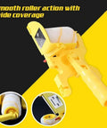 Slick Paint Roller Edger Brush Cuts In Like A Pro Skip The Tape Roll Crisp Straight Lines On Walls And Ceilings features a smooth yellow roller.