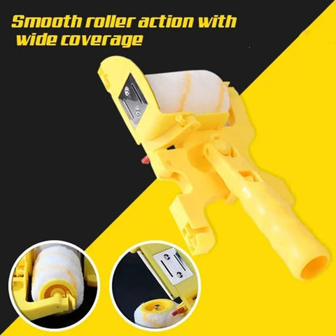 Slick Paint Roller Edger Brush Cuts In Like A Pro Skip The Tape Roll Crisp Straight Lines On Walls And Ceilings features a smooth yellow roller.