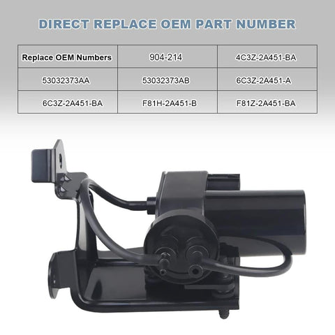 Black electric vacuum pump with mounting bracket for Ford F-Series and Dodge Ram trucks