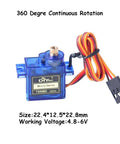 9g Micro Digital Servo With Full Metal Gears, 360 Degree Continuous Rotation, PWM 500 to 2500 Microseconds
