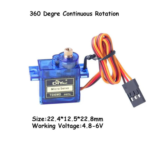 9g Micro Digital Servo With Full Metal Gears, 360 Degree Continuous Rotation, PWM 500 to 2500 Microseconds