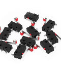 Pack of 10 Micro Limit Switch With Roller Lever Arm KW12-3 SPDT 1NO 1NC Normally Open And Closed, black, 20x10.5x6.5mm size