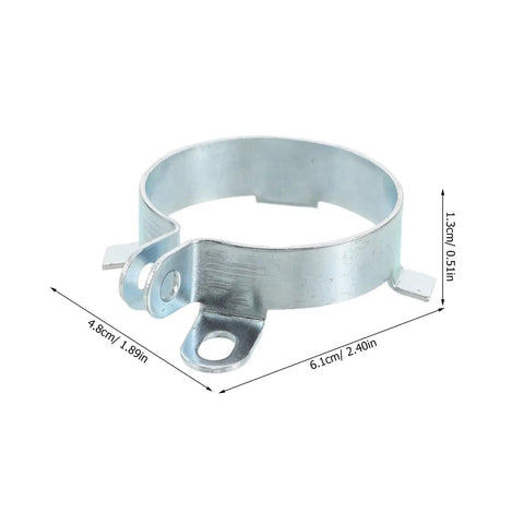Sturdy Metal Capacitor Mounting Brackets Set Of 6 35mm Clips With 2 Fixing Holes Iron Capacitor Retention Clamp For Audio Gear Electronics Circuit Boards And Power Supply Repair, angled view
