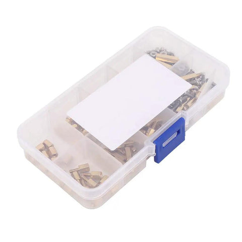 Brass Spacer Kit For Electronics And 3D Printer Mounts, 180-piece M2.5 brass hardware set in clear storage box