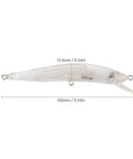 Unpainted Blank Minnow Crankbait Lures Kit 20 Pcs ABS Topwater Fishing Lures With Steel Rattle, dimensions shown