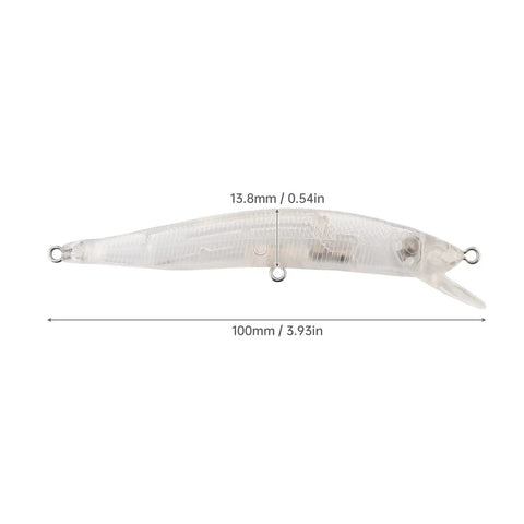 Unpainted Blank Minnow Crankbait Lures Kit 20 Pcs ABS Topwater Fishing Lures With Steel Rattle, dimensions shown
