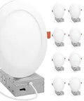 12 Pack 6 Inch Ultra Thin Recessed Led Downlights With 5 Cct Color Selectable 2700K To 5000K 1050 Lumens Dimmable Canless Ic Rated Junction Box Included Slim Profile For Easy Install displayed