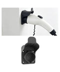 Rock Solid Wall Mount EV Charging Cord Holster Built With Hella Durable Nylon SAE J1772 Cable Organization System, in use with cord holder.
