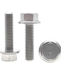 Heavy Duty Titanium Hex Flange Bolts Built Different And Rock Solid For Real World Loads DIN6921 Grade 5 Fasteners showing M4 and M10 sizes.