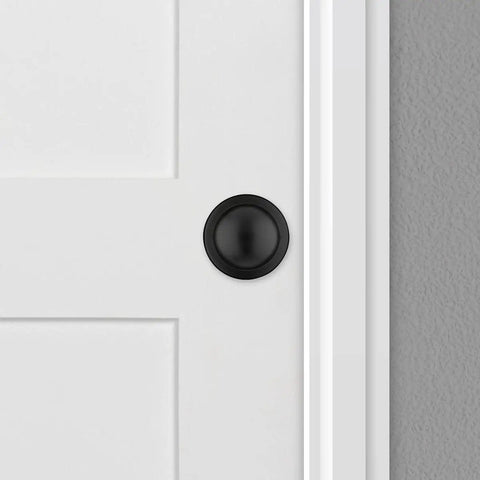 Polo Interior Passage Door Knob For Closet And Hallway Doors, Non Locking Doorknob in Satin Nickel with Microban Protection shown on white door