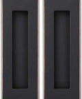 Flush Pull Handle Set 6 Inch Rectangular Oil Rubbed Bronze Edge Free Chamfered Edges Smooth Soft Touch Finish Deep Finger Grip