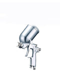 Pro Grade Manual Paint Spray Gun Featuring Slick Adjustable Flow And Fan Patterns For Dead Flat Coats with a metallic finish and ergonomic grip.