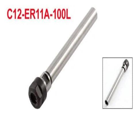 Precision C12 ER11 Straight Shank Extension Rod For CNC Milling Holds Collet Chuck With Ultra Low Runout And Hardened Steel build shown at an angle.