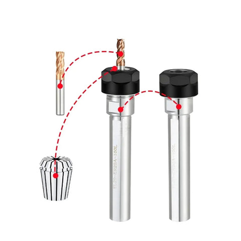 Heavy Duty ER Extension Rod For SL25 And ER25 Tool Holders showing two precision ground steel rods for CNC milling.