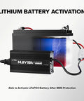 Beefy 14.6V 10A Lithium Battery Charger for LiFePO4 Deep Cycle Batteries with Anderson Connector, connected to battery