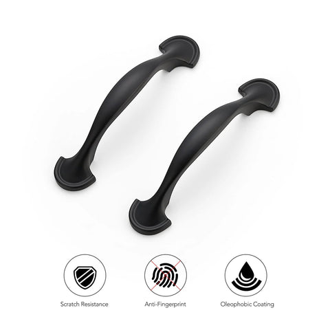 30 Pack Solid 3 Inch Rounded Foot Arch Kitchen Cabinet Handles Matte Black Finish Curved Drawer Pulls For Cabinets