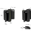 Heavy Duty Self Closing Gate Hinges 2 Pack With Adjustable Spring Tension shown with measurements