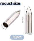 50 Pack Stainless Steel 7mm Arrow Tips Field Points Glue On For Arrows, dimensions 0.7cm x 3.2cm displayed