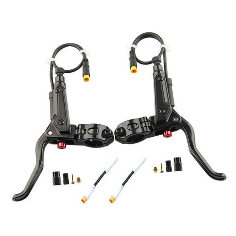 Top Notch E Bike Hydraulic Brake Lever With 22mm Aluminum Alloy Build Offering A Smooth 3 Pin Switch Setup For Serious Riders Seeking Super Durable And Leak Proof Performance On Every Wild Ride, black e-bike lever pair with hose