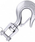 304 Stainless Steel Clevis Slip Hook With Safety Latch And Swivel Eye American Type Jaw Heavy Duty Lifting Hook For Rigging 5/16 Inch 650KG