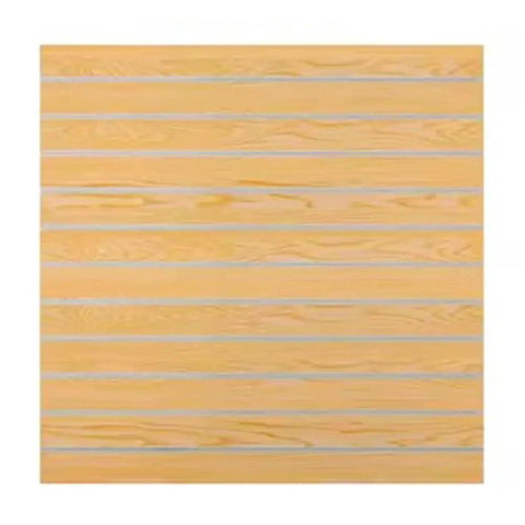 Beige Wood Wall Veneer Slat Panels For Easy Display And Storage Pegboard Style Slatwall Garage Organizer And Grab And Go Multifunctional Hook Rack Slat Wall Panel For Craft Shows And Home Use 122x122 Cm 1.5 Cm Thick shown front view