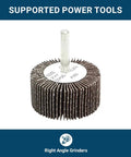 Aluminum Oxide Flap Wheel Set Two Inch By One Inch With Quarter Inch Shank Mounted 80 Grit Designed for woodworking