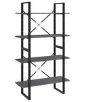 Industrial Four Shelf Book Cabinet in Gray Built from Solid Pine Wood with Huge Storage for Books and Decor