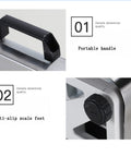 Portable handle and anti-slip scale feet of Straight Up Heavy Duty Digital Platform Scale With Rust Resistant Stainless Steel Base And Clear LED Screen Beast Mode Commercial Shipping Weight Monitor.