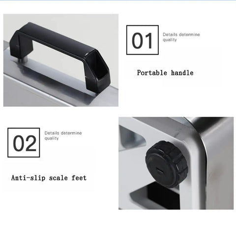 Image showing Heavy Duty Digital Floor Scale With Waterproof Stainless Steel Platform 300Kg handle and anti-slip feet.