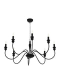Black Farmhouse Chandelier With 8 Candle Style Lights, Rustic Metal Ceiling Fixture for Dining Room, Kitchen, Living Room, Classic Yet Modern Vibe