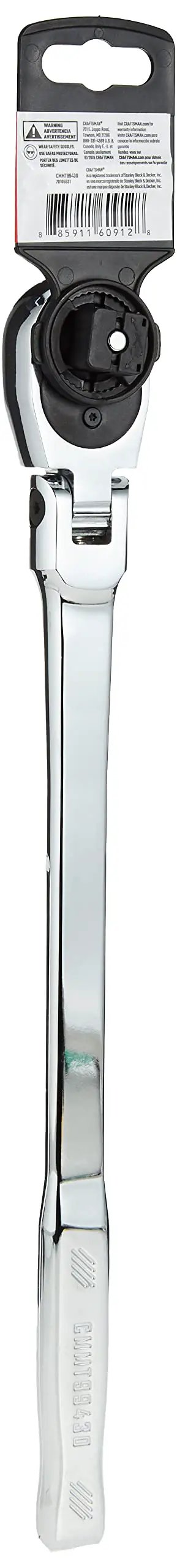 Flexible Head Ratchet With Pear Head Long Handle 1/2-Inch Drive SAE 72-Tooth Quick Release Socket Ratchet Easy Direction Change In Tight Spaces