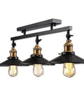 Industrial Vintage 3 Light Semi Flush Ceiling Mount Fixture For Home Kitchen Living Room Dining Room Dope Retro Metal Chandelier With E26 Base UL Listed 3 Bulbs Not Included 40W Max Per Bulb