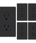 Matte Black Standard Decorator Electrical Wall Receptacle Outlet 15A 125V NEMA 5-15R 2 Pole 3 Wire Non Tamper Resistant