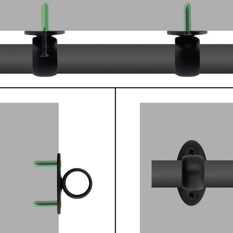 Rock Solid Stainless Steel Closet Rod Flange With Rust Proof Pipe Bracket And Complete Screw Anchor Kit for 3/4 inch tube installation.