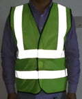 Person wearing High Visibility Safety Vest 12 Pack Ultra Lightweight Mesh With 2 Inch Reflective Strips Front And Back Neon Yellow