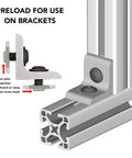 Centered Slide In Economy T Nuts 1/4-20 Stainless Steel, 18-8 Finish For 10 Series Aluminum Extrusions installed on bracket
