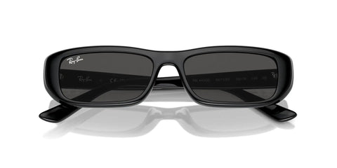 RB4436D Dope Square Sunglasses With Black Frame And Dark Grey Lenses, shown from front view, 55mm lens width