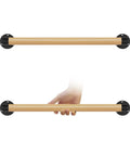 2Ft Wood Hand Rail For Stairs With Black Metal Brackets, Outdoor Steps Banister Deck Rails, Safe Grab Bar For Seniors and Kids