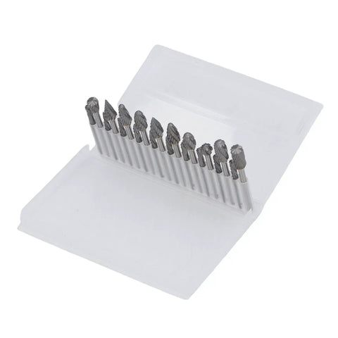 Pro Grade 20 Pcs Tungsten Carbide Double Cut Rotary Burr Set One Eighth Inch Shank Fits Dremel And Grinders Woodworking Carving Engraving Polishing With Handy Plastic Storage Box, set in plastic case