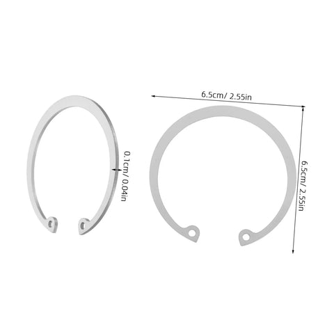 Stainless Steel C Type Snap Ring Set 5 Piece Retaining Clip Kit For Axles And Moving Parts showcasing two rings with dimensions