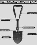 Compact 18.5 Inch Folding Camping Shovel With High Carbon Steel Blade Lightweight Ergonomic Design