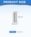 Must Have 70Pcs 2.8mm By 8mm Dowel Pins In 304 Stainless Steel Cylindrical Round Head Shelf Pegs Locating Pins For Bookshelves Cabinets And Furniture GB831 Silver Finish image showing one pin and dimensions.