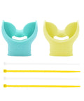 Two Pack Silicone Snorkel Mouthpiece Replacement For Scuba Regulators, Comfortable Dive Mouthpiece With Regulator Ties, Fits Most Regulators, Durable Grade A Silicone, Yellow And Aqua Blue