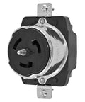 Heavy Duty 50 Amp 3 Phase 250V Twist Lock Receptacle 3 Pole 4 Wire Grounding Industrial Grade Black Outlet