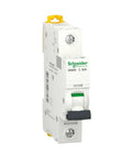 Top Shelf 32 Amp Single Pole Miniature Circuit Breaker C Curve design view, industrial grade components, white cover.