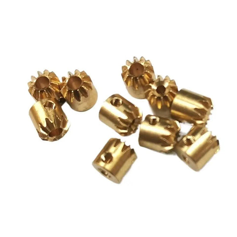 Mini Bevel Gear Set 90 Degree Pinion Cone Gear With Ten Teeth, One To One Ratio, neatly arranged on a white surface.